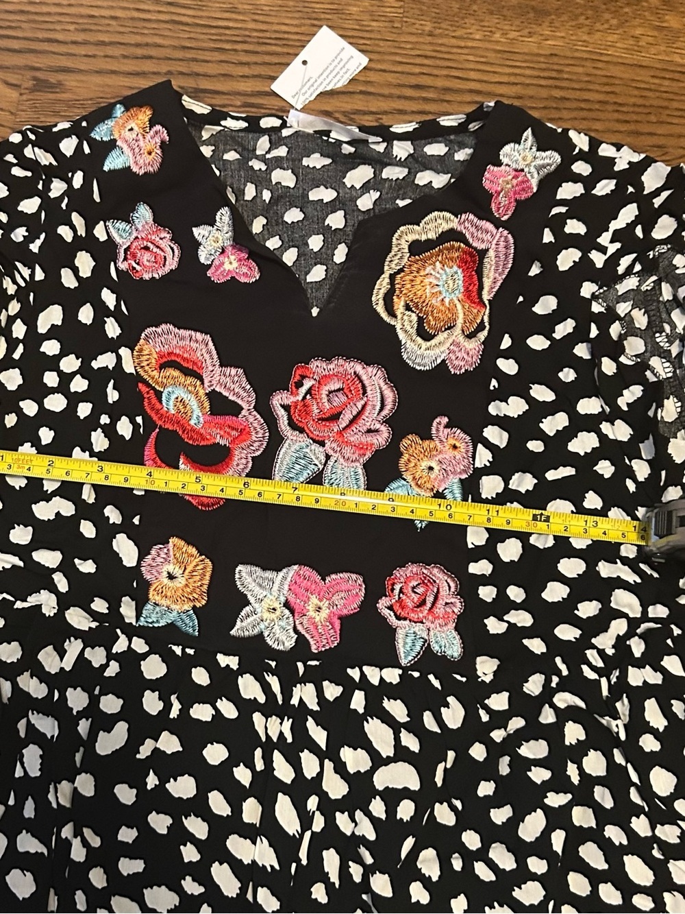 Black and White Floral Appliqué Mini Dress w animal print 0191 - Picture 13 of 14